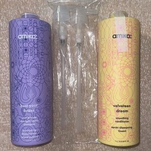 Amika Bust your brass Shampoo & Velveteen Dream Conditioner Set/duo -FREE pumps